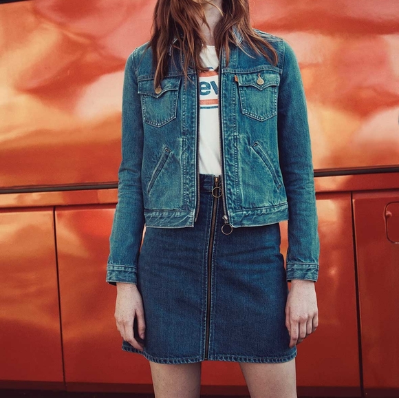 26 Levi's Orange Tab A-Line Zip Front Mini Skirt - Picture 7 of 13